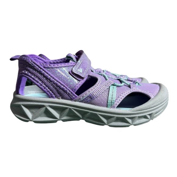 Oshkosh Sandals Toddler 12  Purple Glitter NWT Adjustable Machine Washable Play - Picture 1 of 8